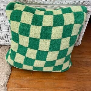 Wicked Green and Cream Checkered Pillow